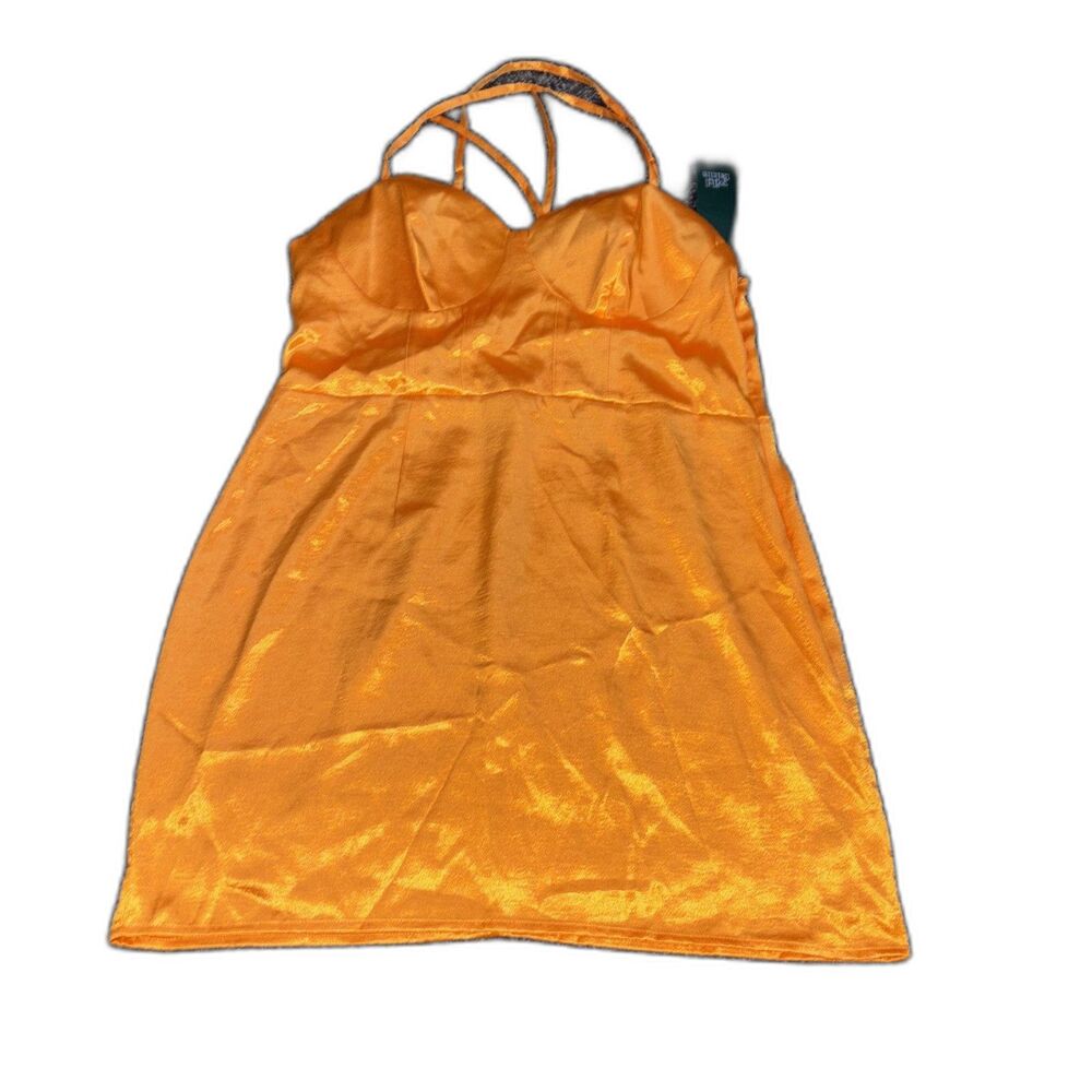 NWT Wild Fable Orange Satin Halter Mini Dress Large